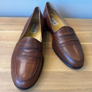 Botticelli Men 9.5 M Brown Leather Penny Loafers Slip On Italy Preppy Classic
